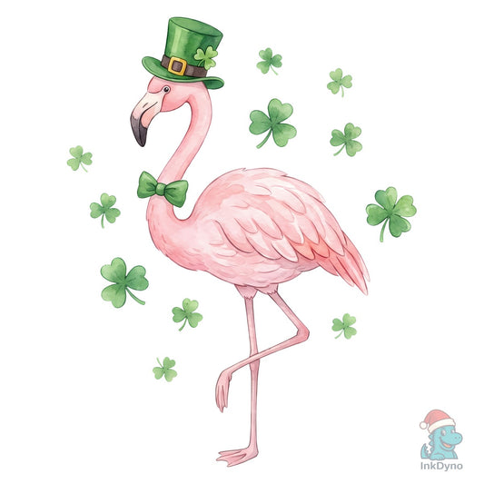 St. Patrick's Day Flamingo Cute Pink - DTF Transfer