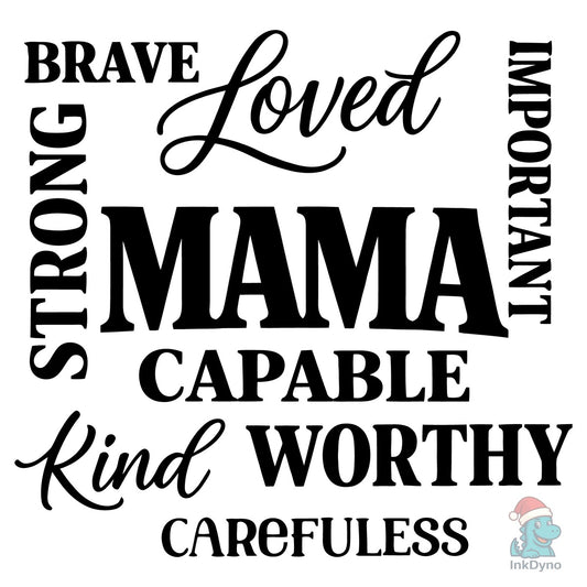 Mama Affirmation Motivational Word Cloud - DTF Transfer