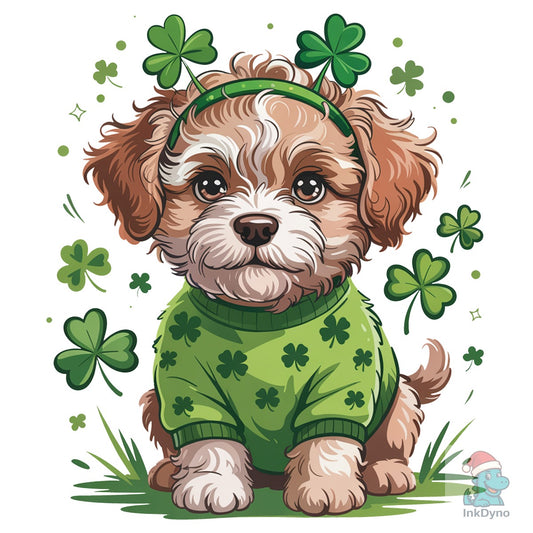 St Patrick Dog Cute Shamrock Dog - DTF Transfer