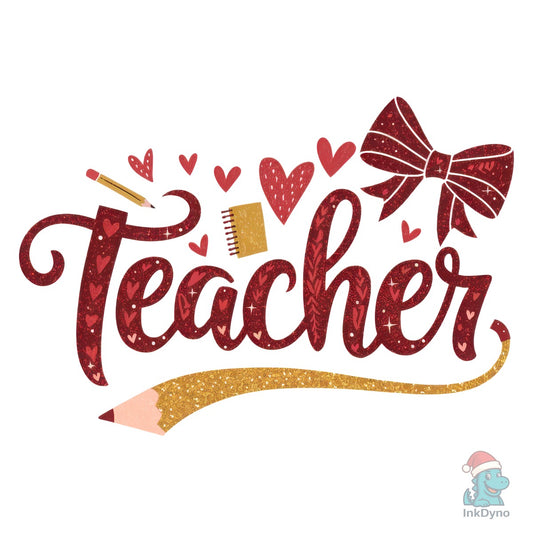 School Teacher Coquette Bow Heart - DTF Transfer