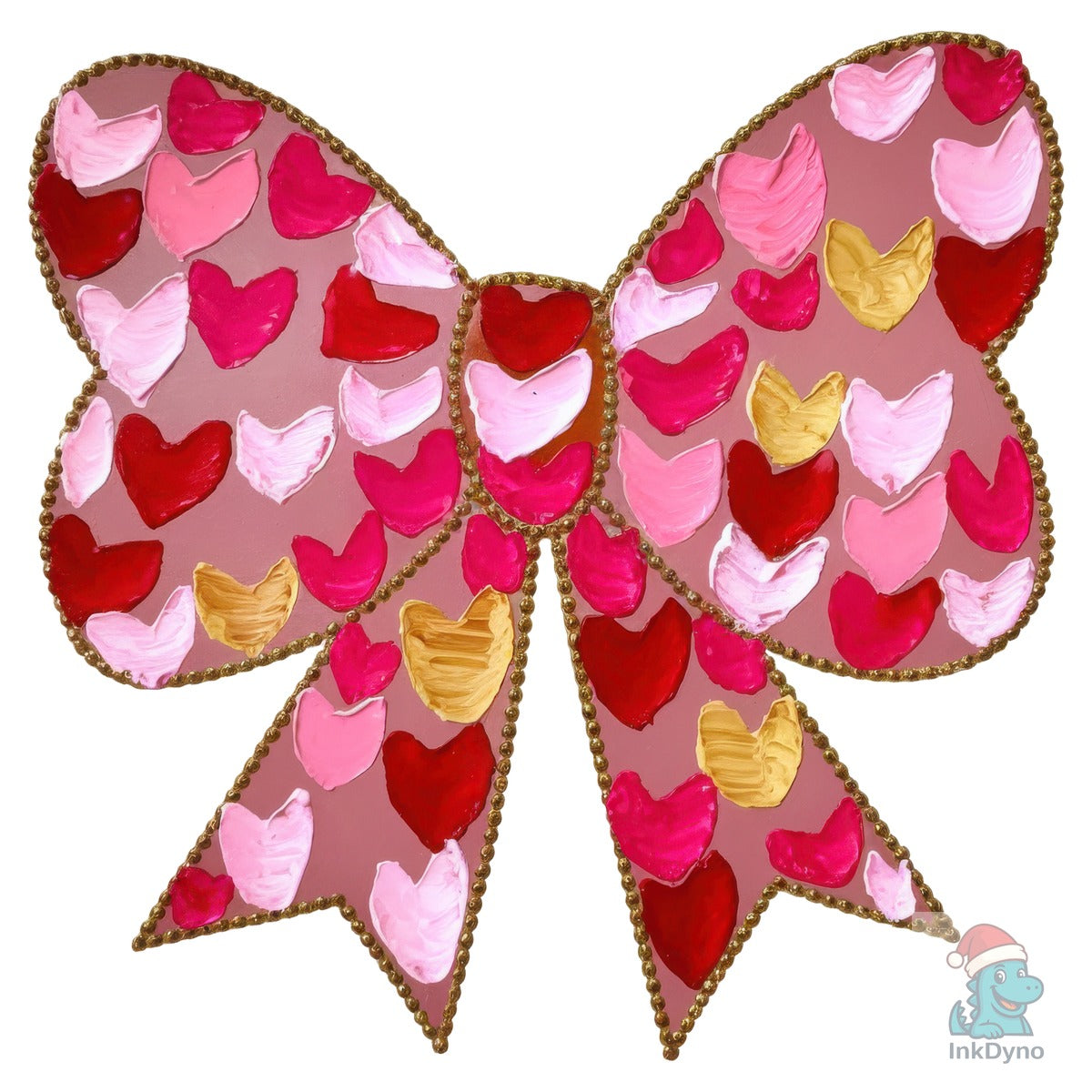Watercolor Hearts Coquette Bow