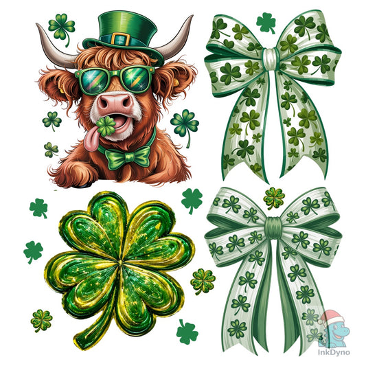 Coquette St Patrick's Day Highland Cow - DTF Transfer