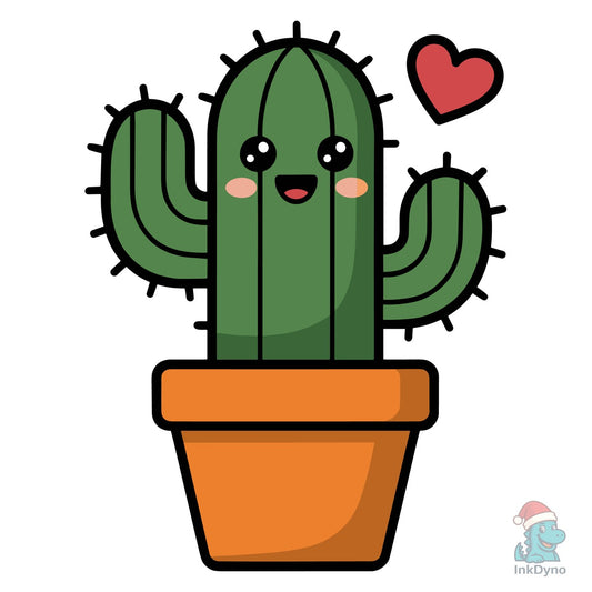 Cute Kawaii Cactus Cartoon Illustration - DTF Transfer