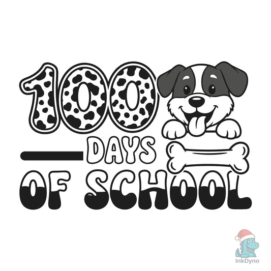 Cute Puppy 100 Days of School Dog - DTF Transfer