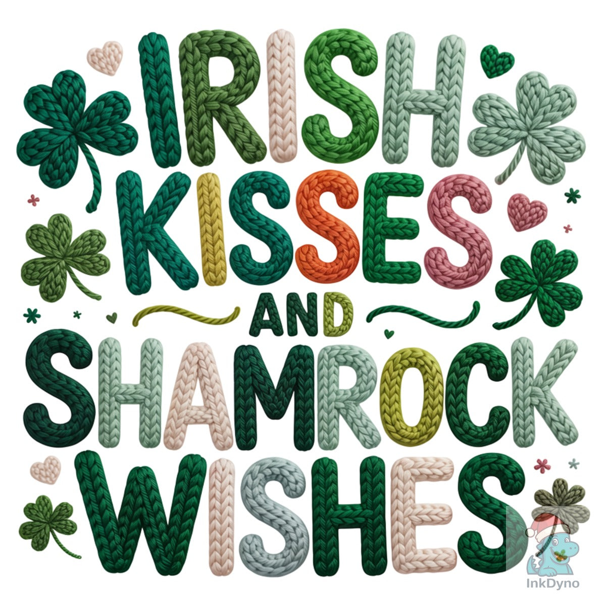 Knitted Irish Kisses Shamrock Wishes