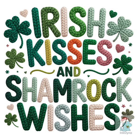 Knitted Irish Kisses Shamrock Wishes - DTF Transfer