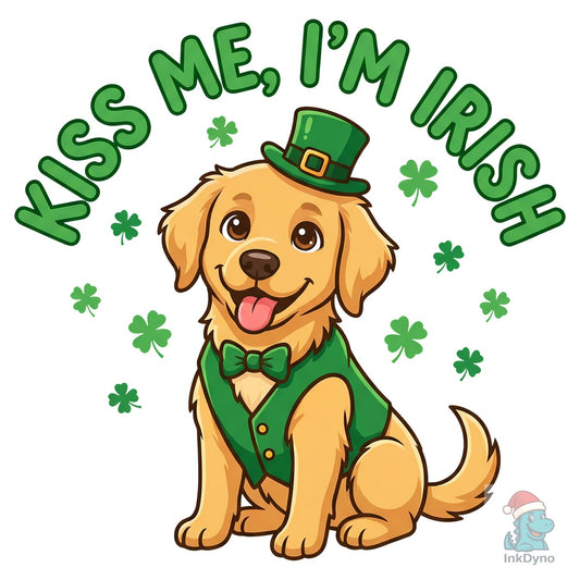 St. Patrick's Day Golden Retriever - DTF Transfer