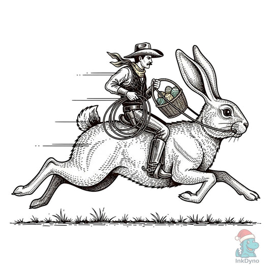 Cowboy Riding Easter Bunny - DTF Transfer