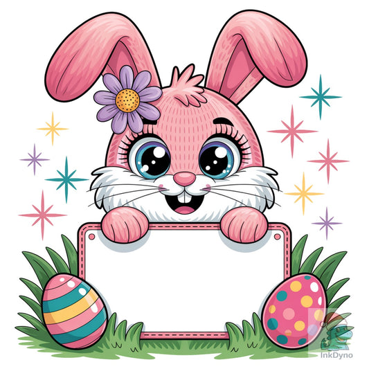 Cute Easter Bunny Frame Design - DTF Transfer