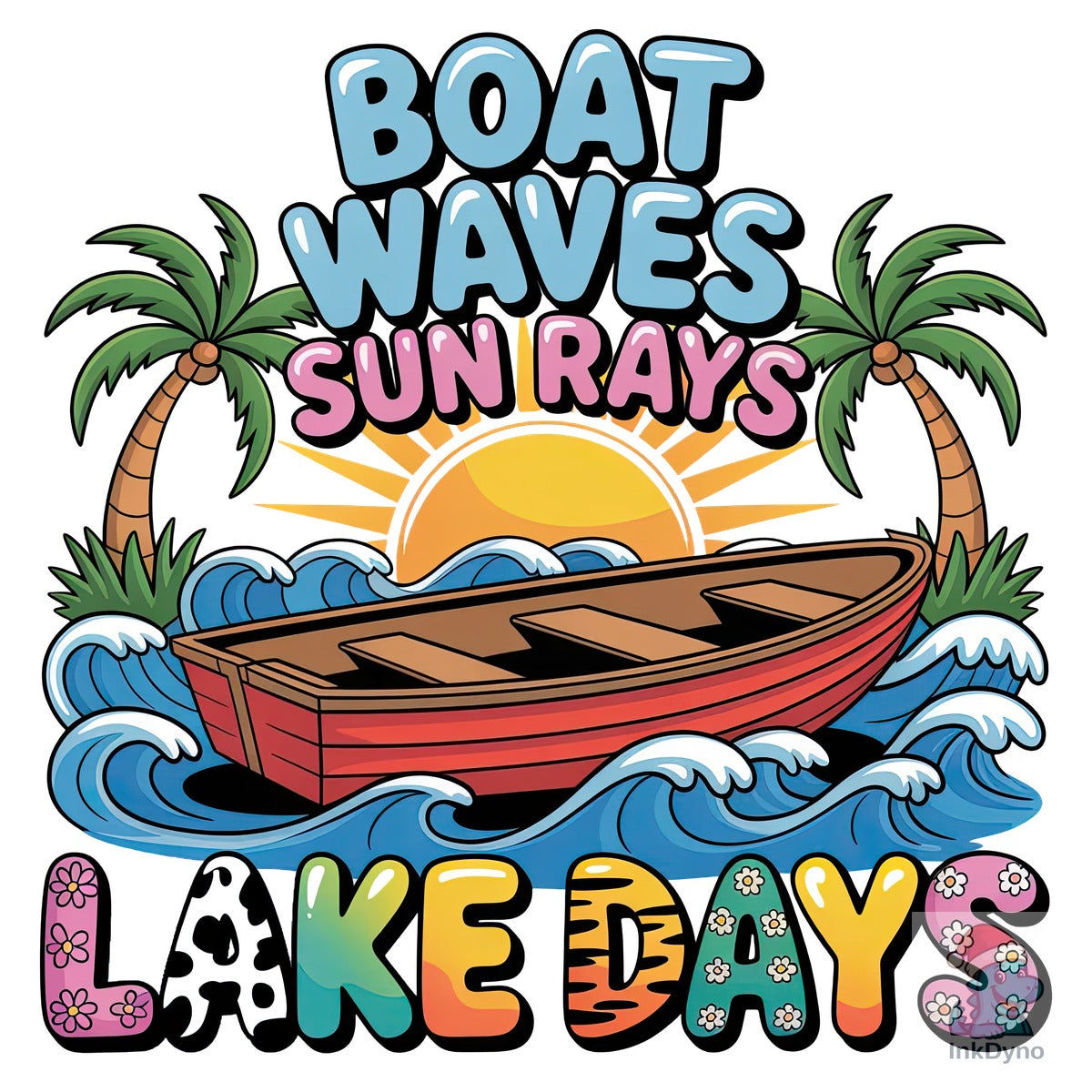 Lake Days Boat Waves Sublimation Design