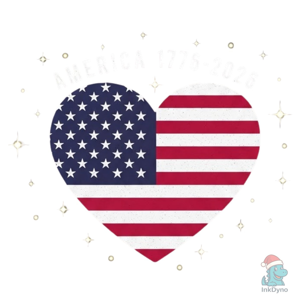 America 1776-2026 Us Flag Heart Shape