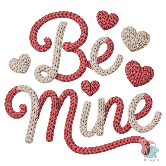 Be Mine Valentines Day Faux Yarn Design - DTF Transfer