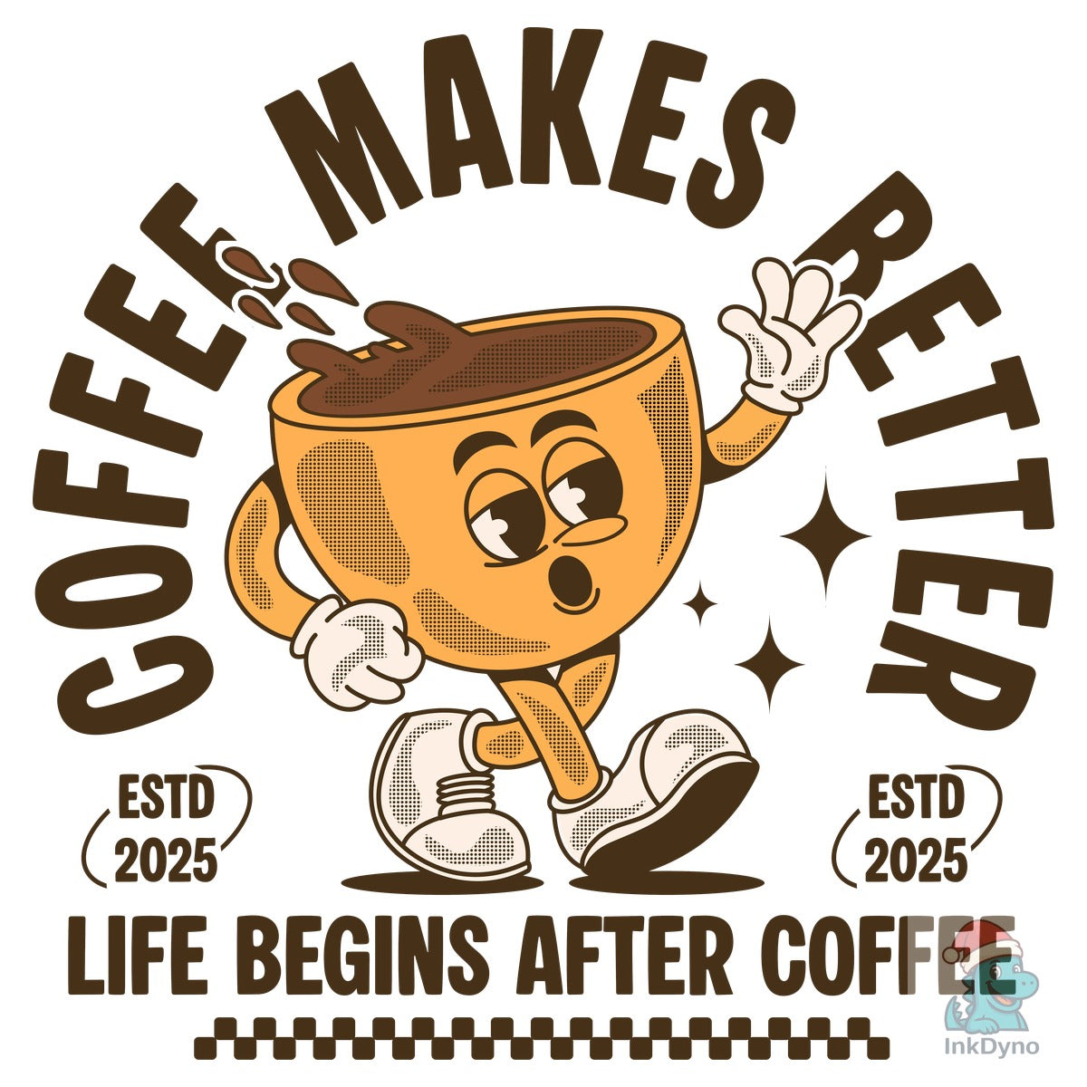 Retro Cartoon Coffee Character Design
