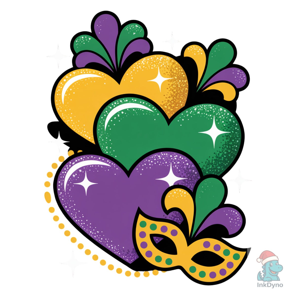 Mardi Gras Hearts Purple Green