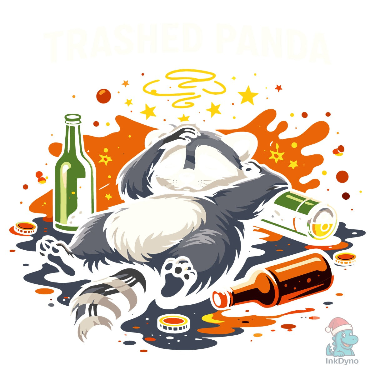 Trashed Panda Funny Drunk Animal Illustr