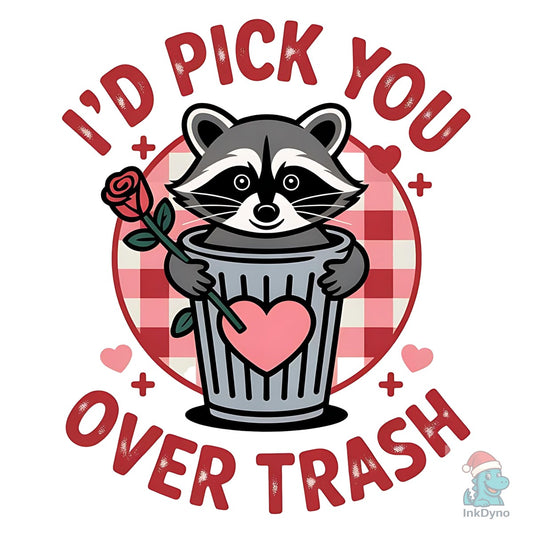 Funny Valentine Raccoon I'd Pick You - DTF Transfer