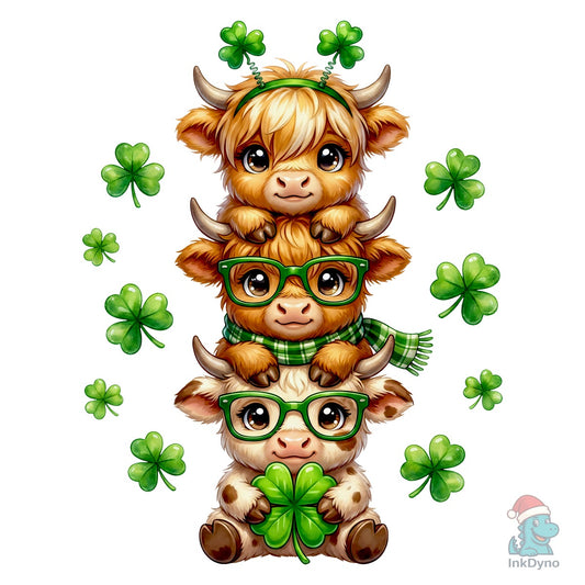 Stacked Highland Cows St Patrick - DTF Transfer