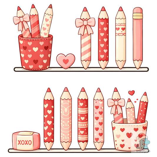 Cute Valentine Pencil Set - DTF Transfer