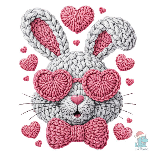 Crochet Bunny Valentine's Day Design - DTF Transfer