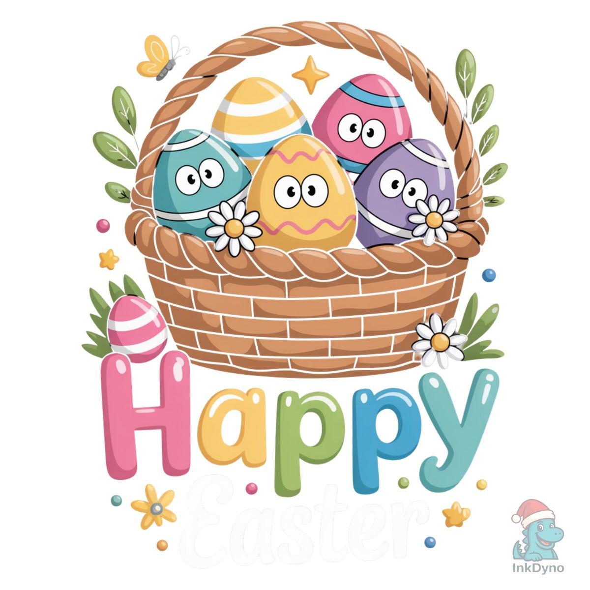 Happy Easter Basket Cute Eggs