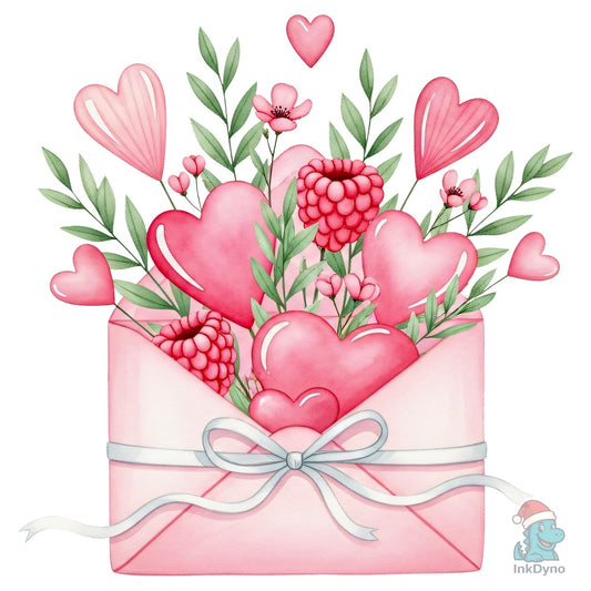 Valentine Envelope with Hearts - DTF Transfer