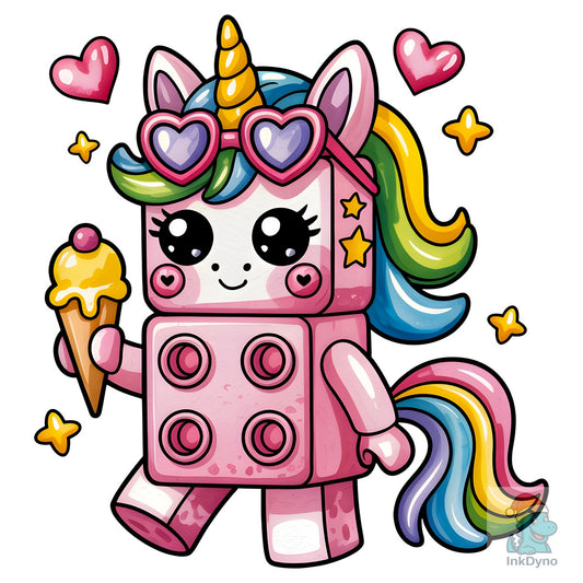 Cute Pink Unicorn Brick - DTF Transfer