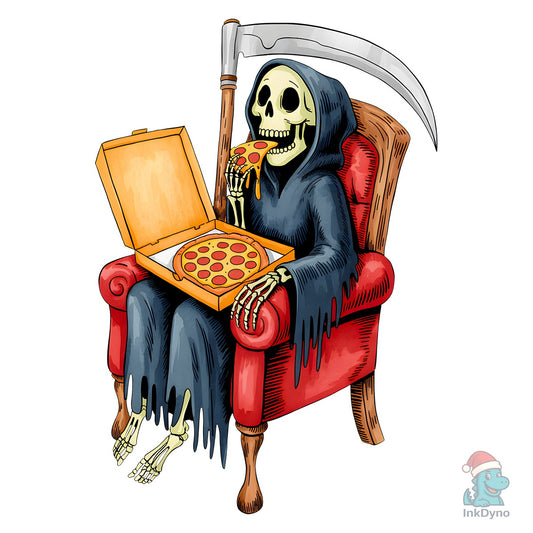 Grim Reaper Eating Pizza - DTF Transfer