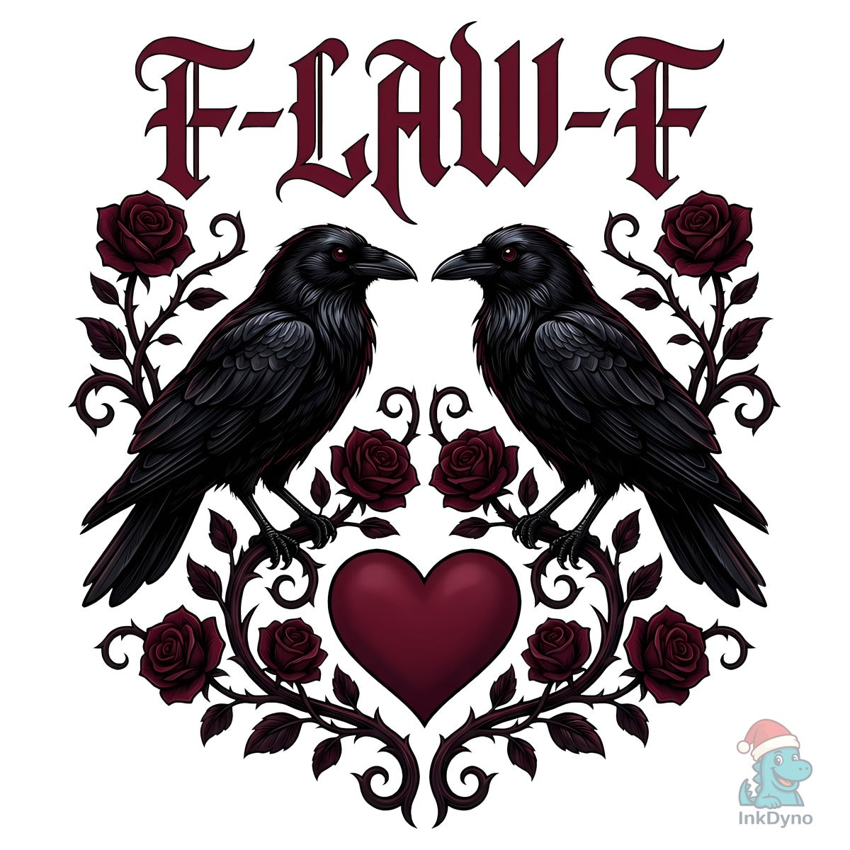 Dark Valentine Crow Heart Rose