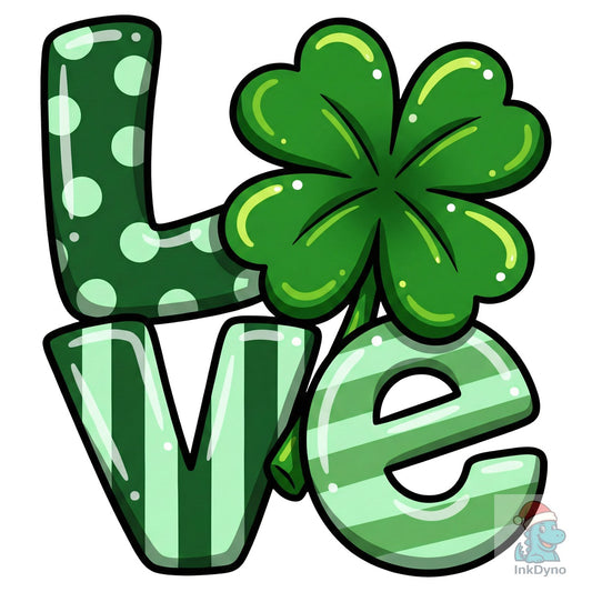 Irish Shamrock Love Typography - DTF Transfer