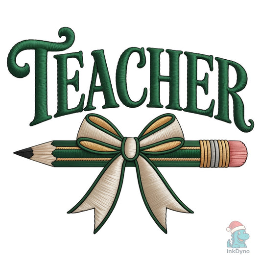 Knitted Coquette Pencil Bow Teacher - DTF Transfer