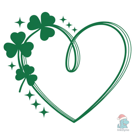 Shamrock Heart Outline St Patrick's - DTF Transfer