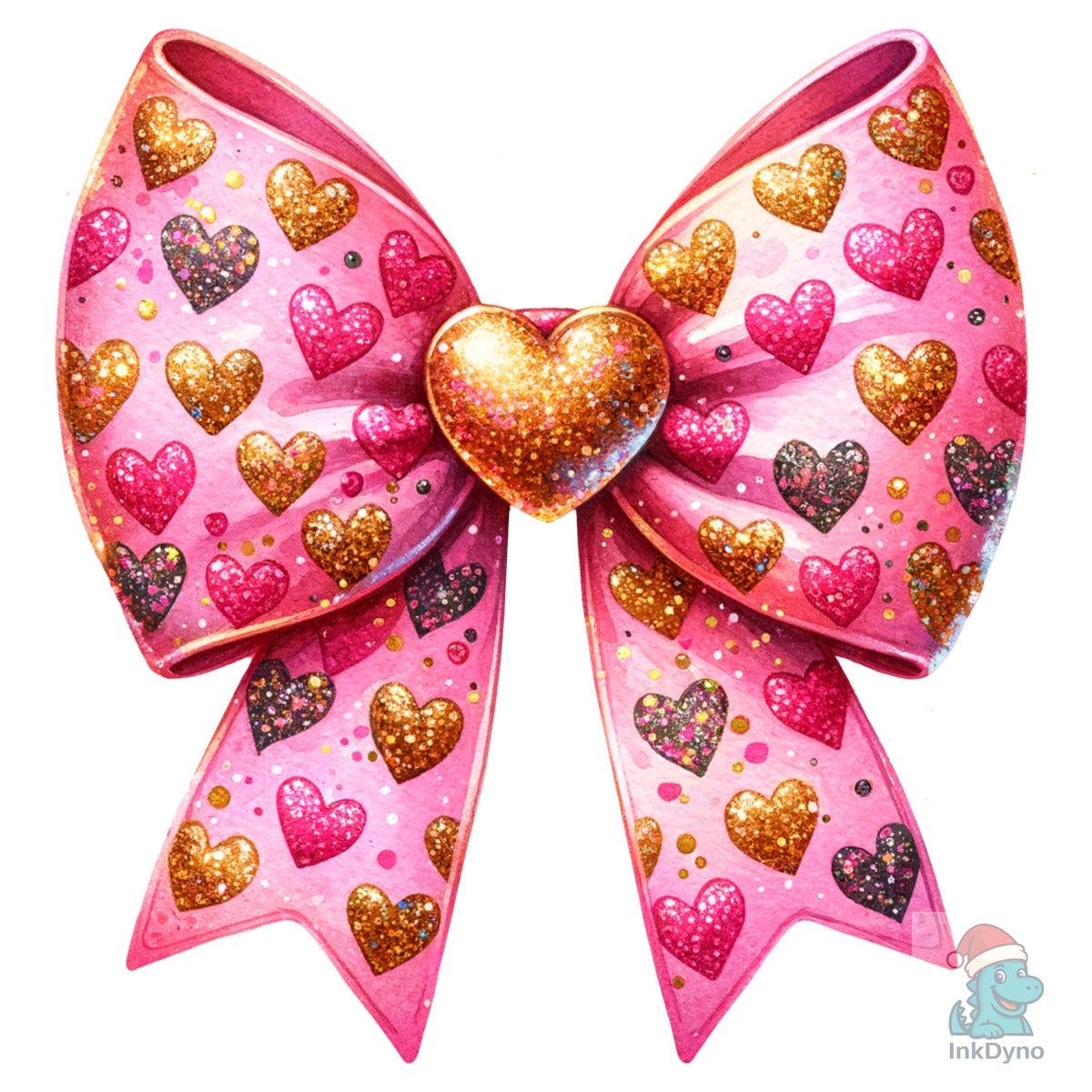 Glitter Love Hearts Coquette Bow