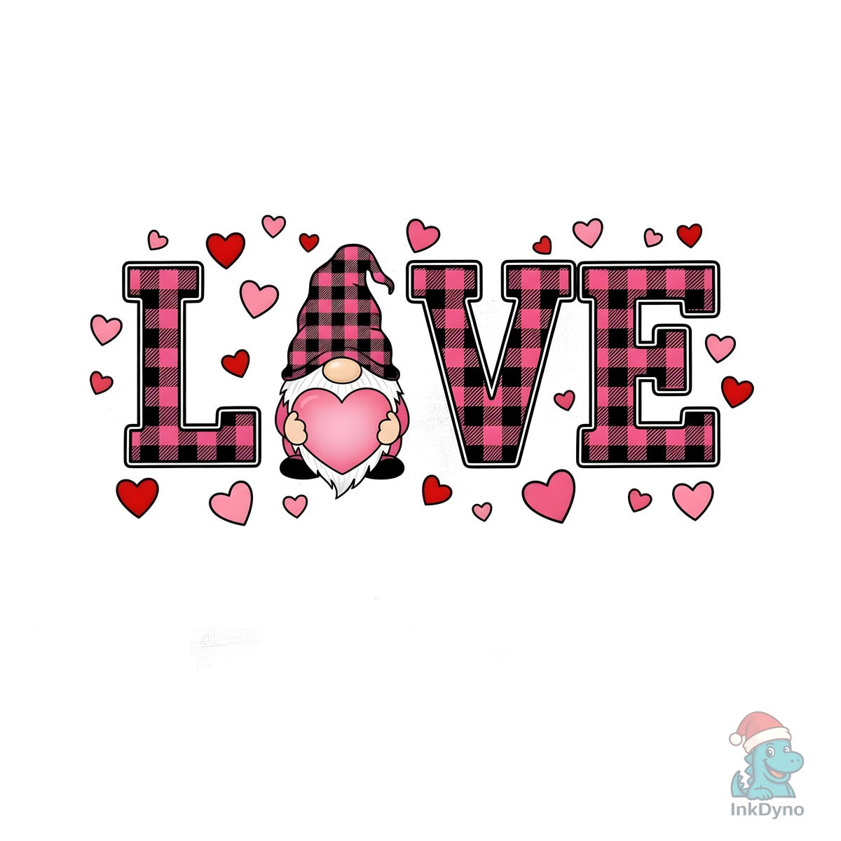 Buffalo Plaid Gnome Love Heart