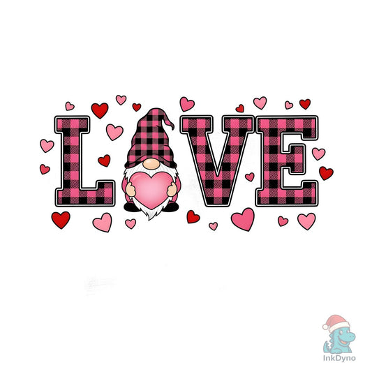 Buffalo Plaid Gnome Love Heart - DTF Transfer