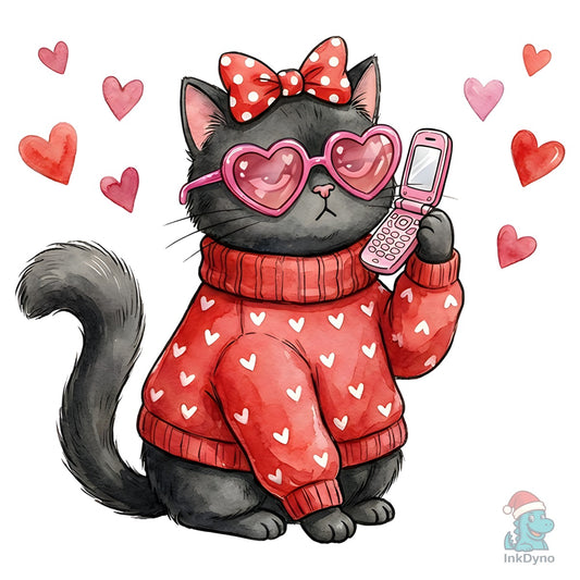 Valentine's Day Funny Black Cat - DTF Transfer