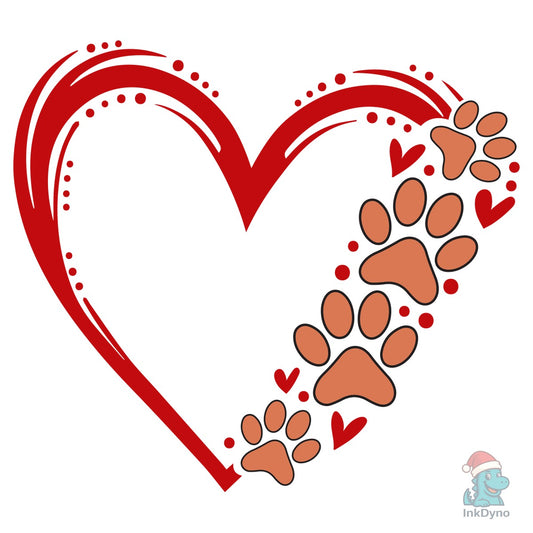 Dog Valentine Paw Heart - DTF Transfer