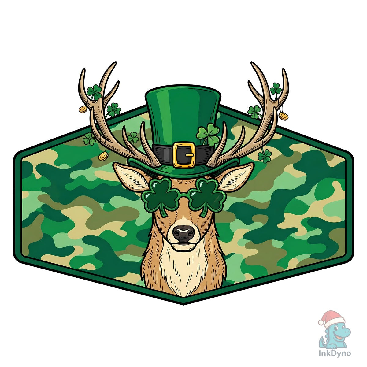 Green Camo Irish Deer Design
