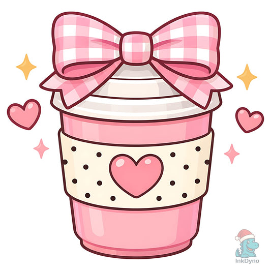 Cute Pink Coffee Bow Cup - DTF Transfer