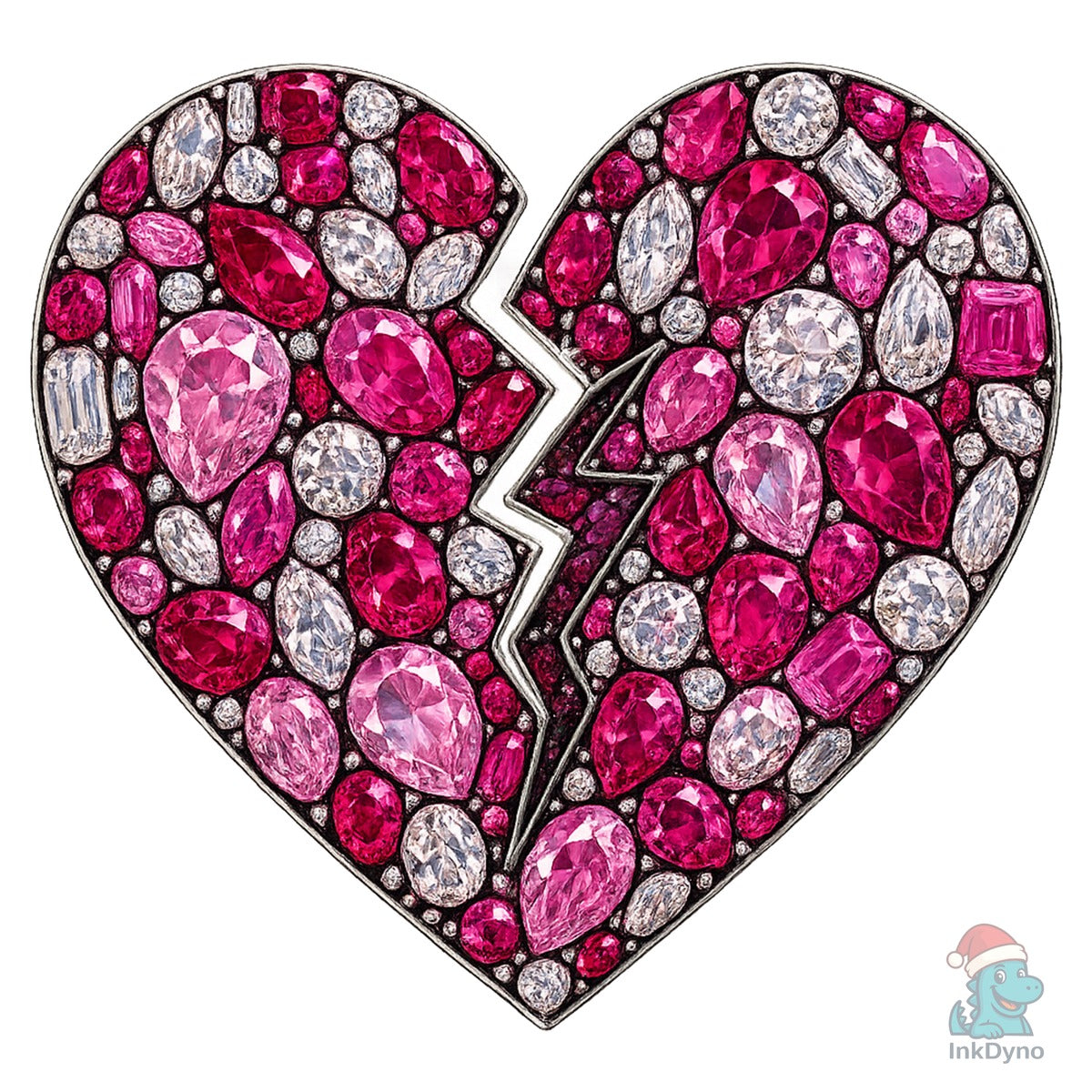 Faux Rhinestone Broken Heart