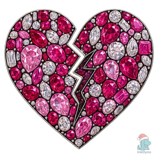 Faux Rhinestone Broken Heart - DTF Transfer
