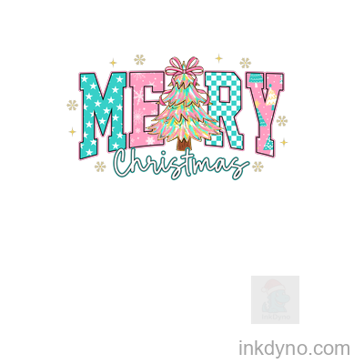 Merry Christmas Colorful Tree Transfer Design — DTF Transfer