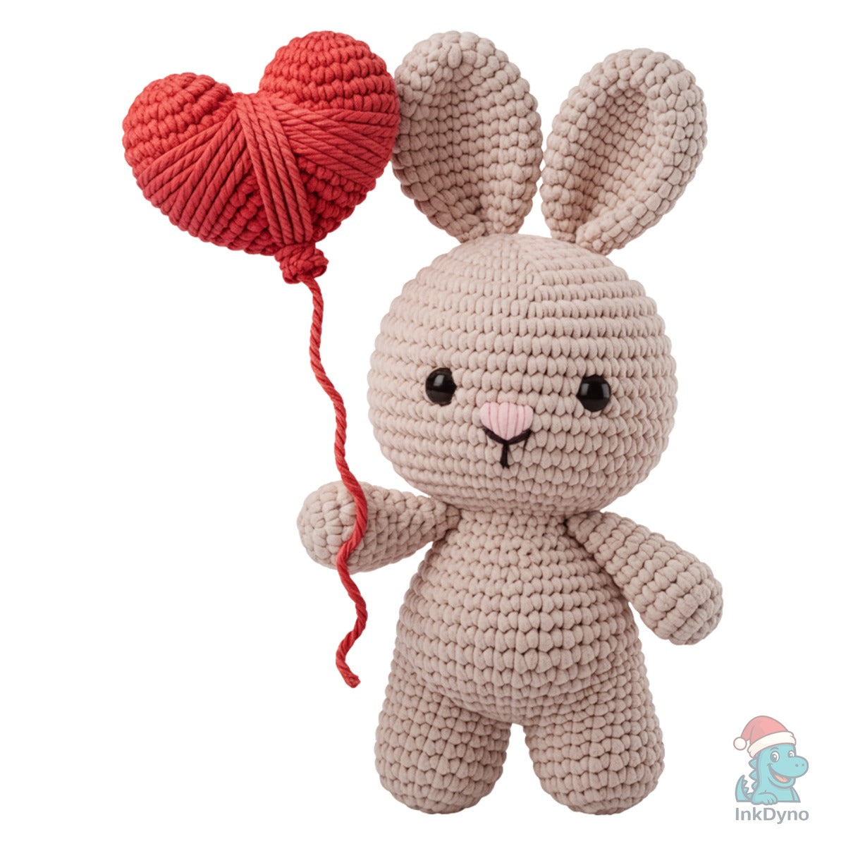 Crochet Bunny Holding Heart Balloon