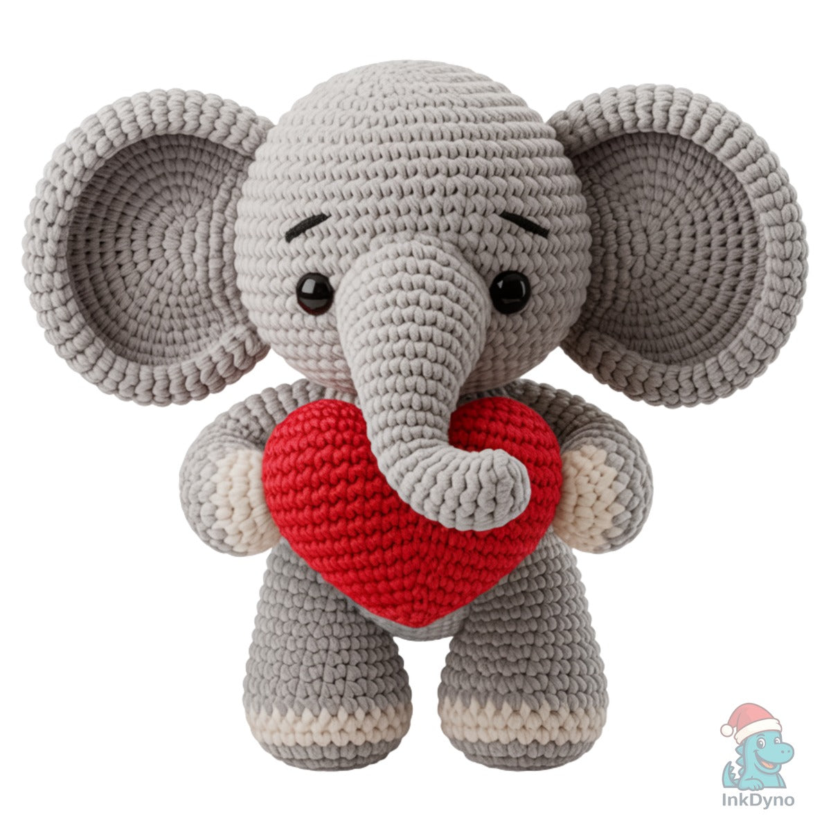 Crochet Elephant Holding Heart
