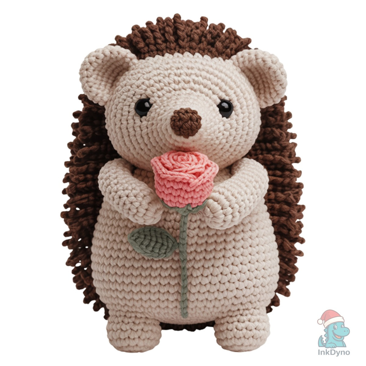 Crochet Hedgehog Holding Rose