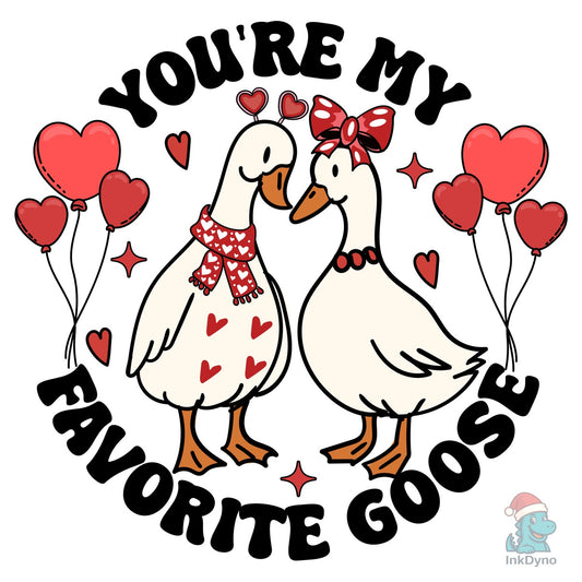 Valentines Goose Couple Hand-Drawn - DTF Transfer