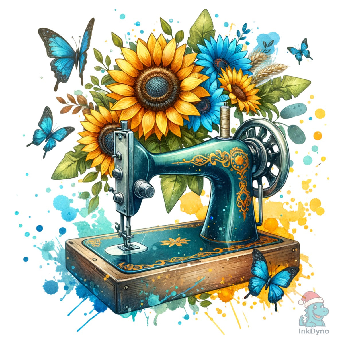 Sewing Machine Butterfly Sunflowers