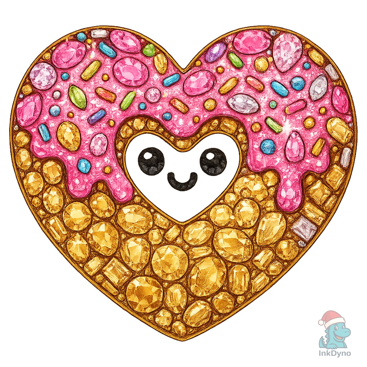 Faux Rhinestone Donut Heart