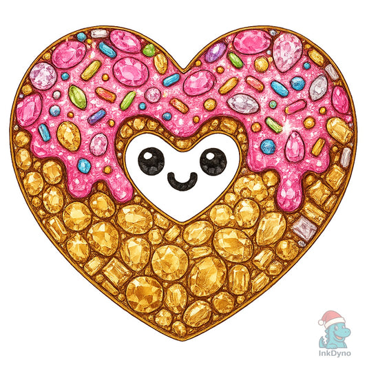 Faux Rhinestone Donut Heart - DTF Transfer