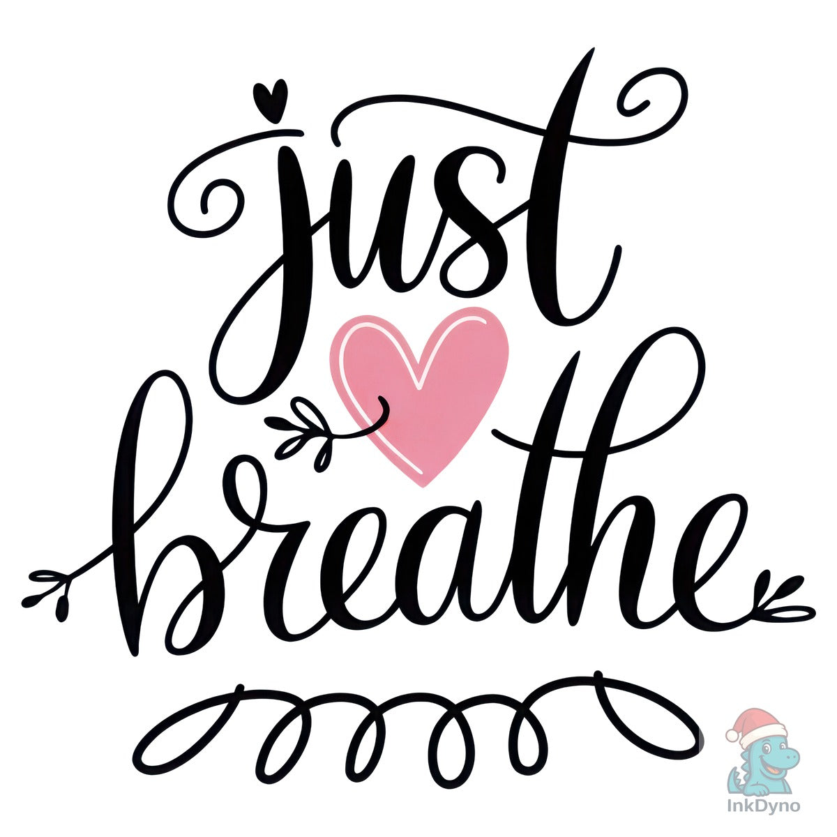 Retro Just Breathe Pink Heart