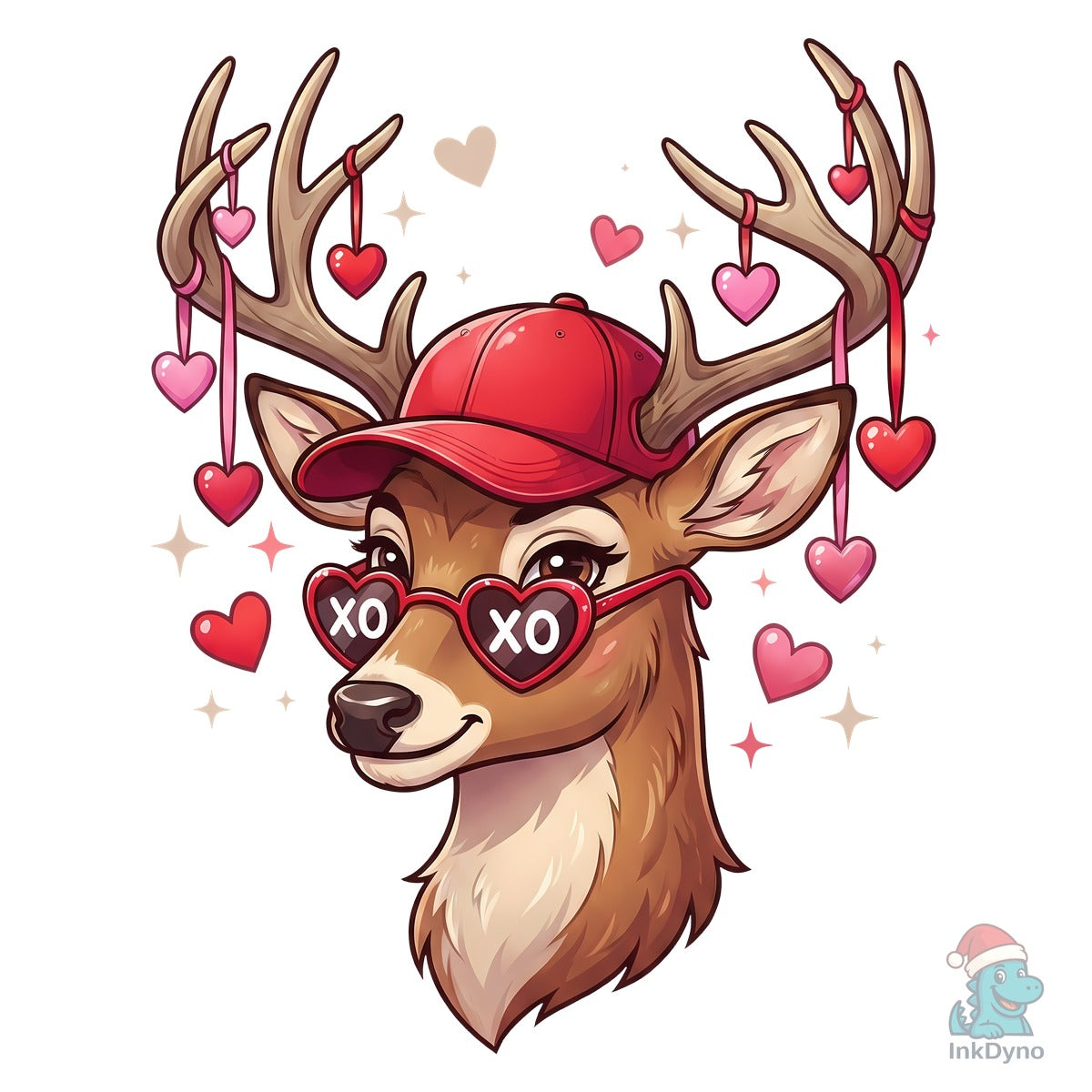 Cute Valentine Deer Wearing XO Heart